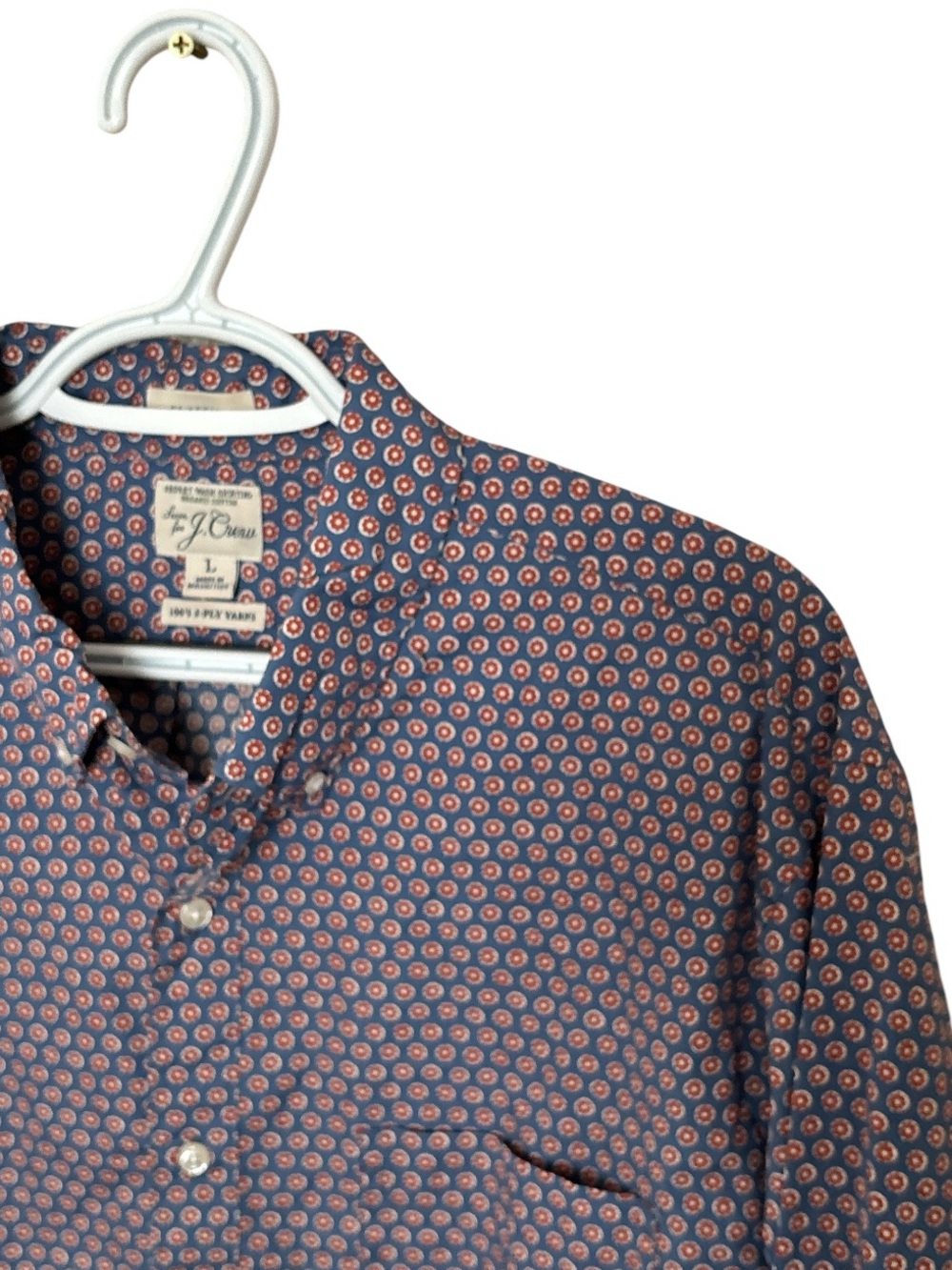 J. Crew Blue AOP Button Down Shirt Floral 100’s 2 Ply Organic Cotton Secret Wash